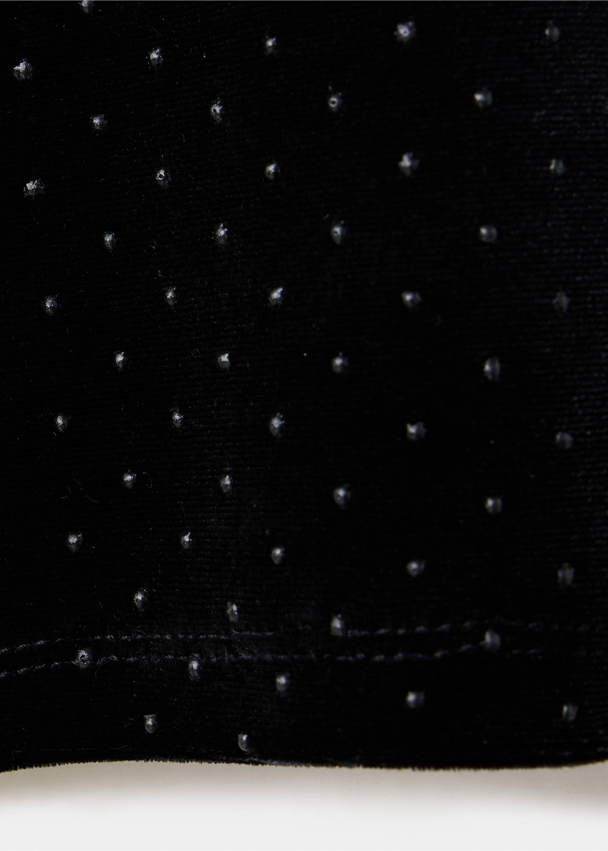 Black velvet t-shirt fabric detail with tiny glittering studs., Black. Ref: 37079220-00.