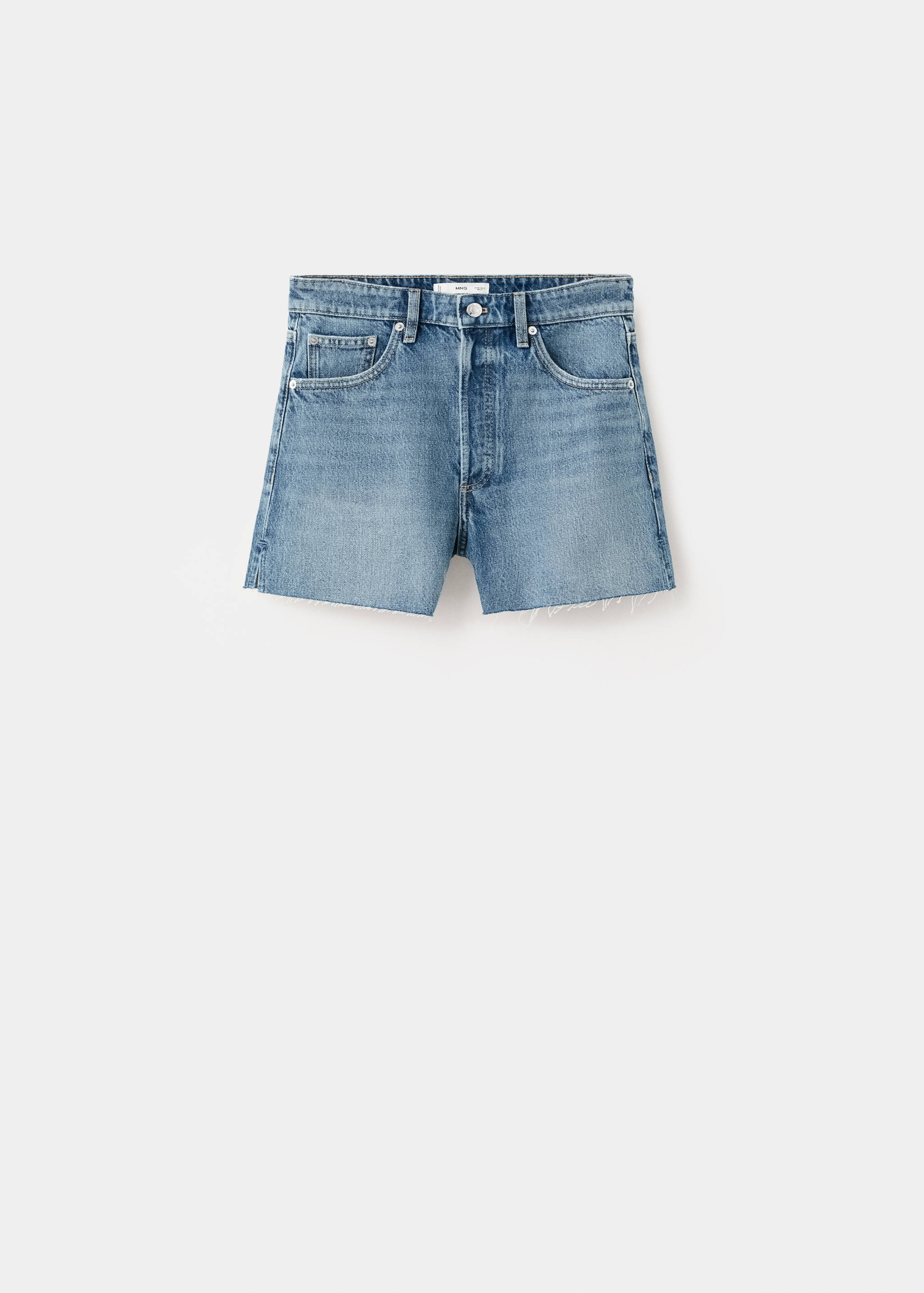 Denim shorts with frayed hem - Article without model