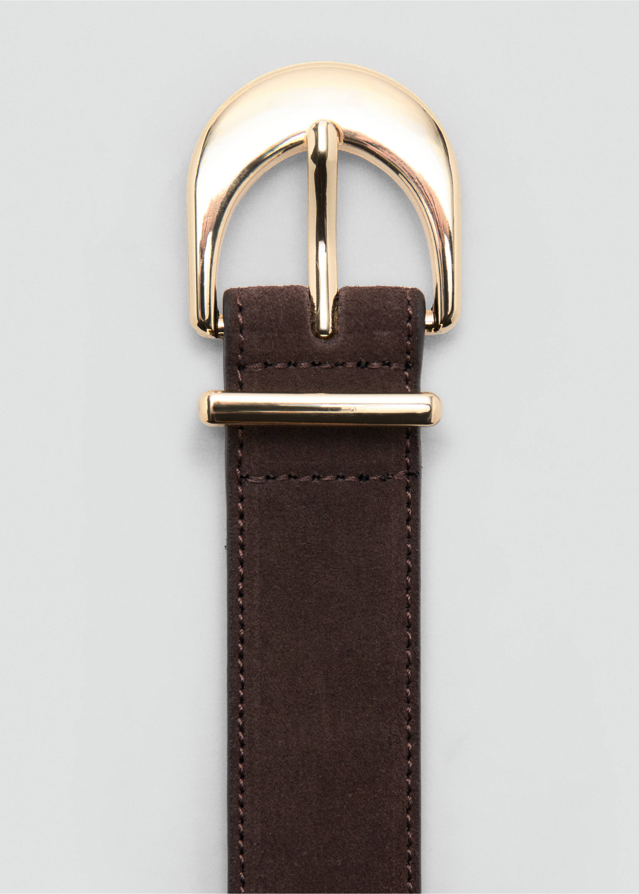Oval buckle belt - Details of the article 1, Chocolate. Ref: 37081330-00.