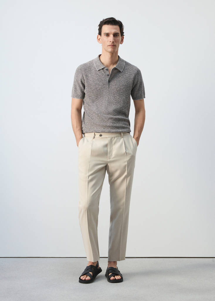 Regular-fit pleated trousers — Ivory White