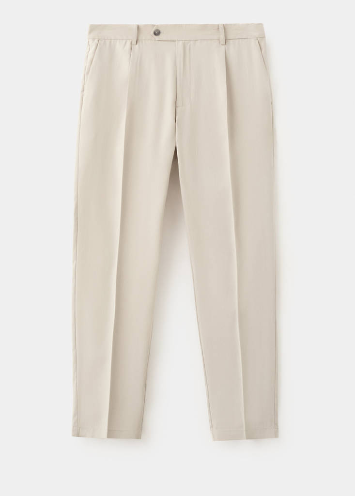 Regular-fit pleated trousers — Ivory White