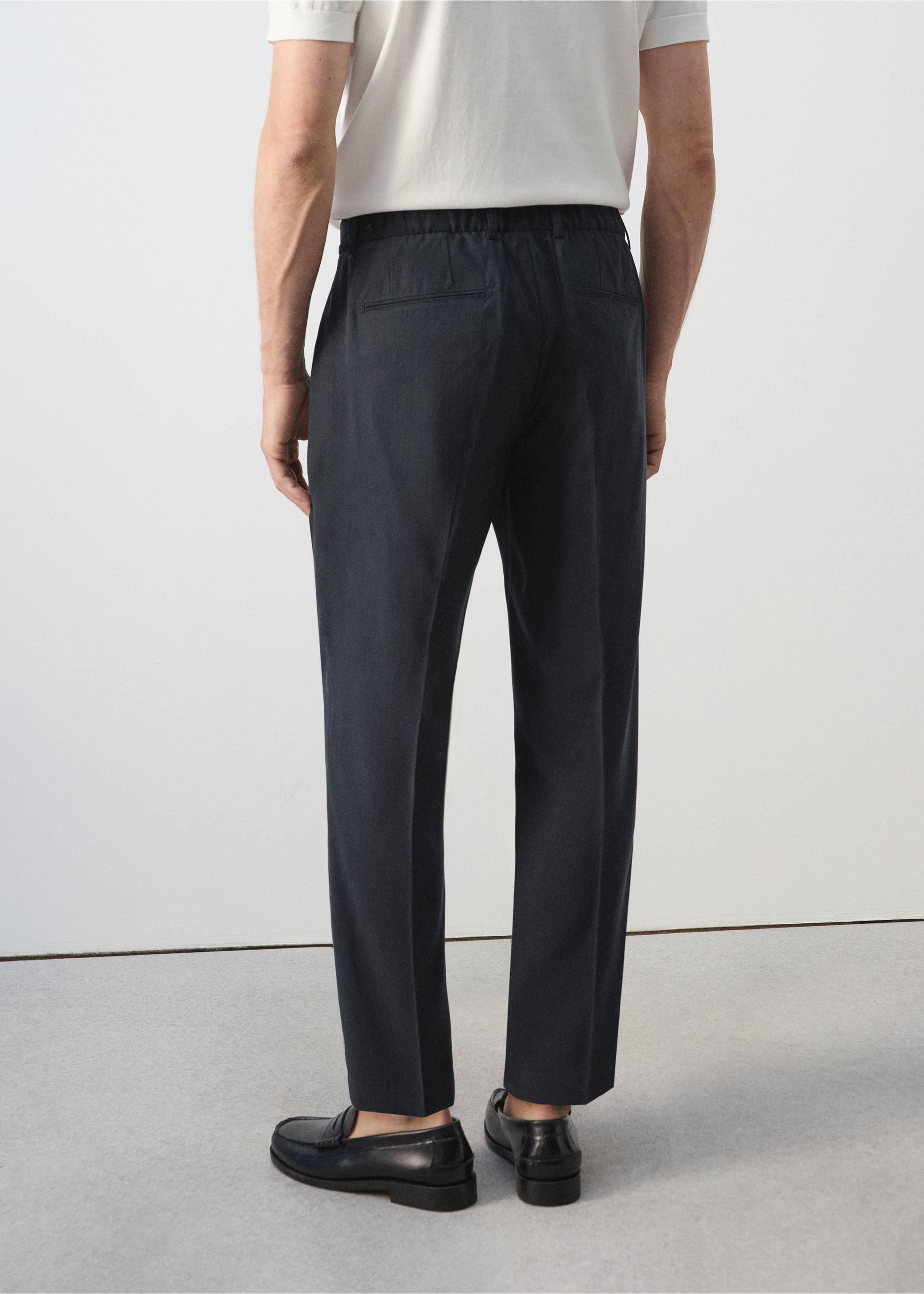 Pantalón traje regualt fit modal - Reverso del artículo, Azul marino. Ref: 37081333-00.