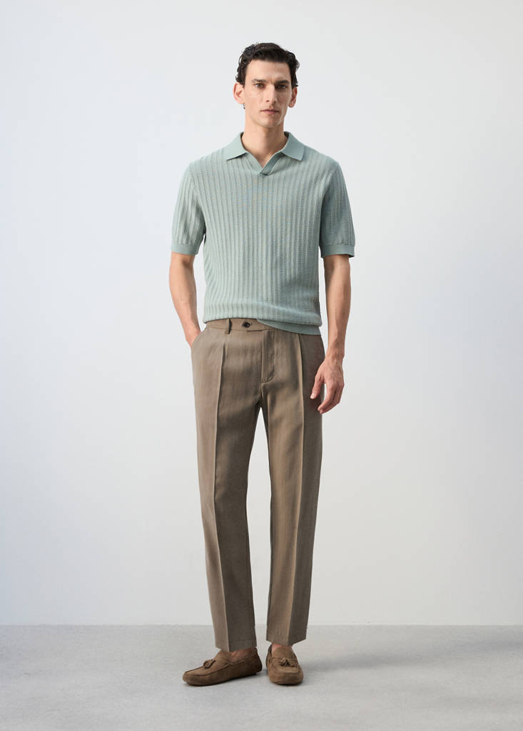 Regular-fit pleated trousers — Mink Grey