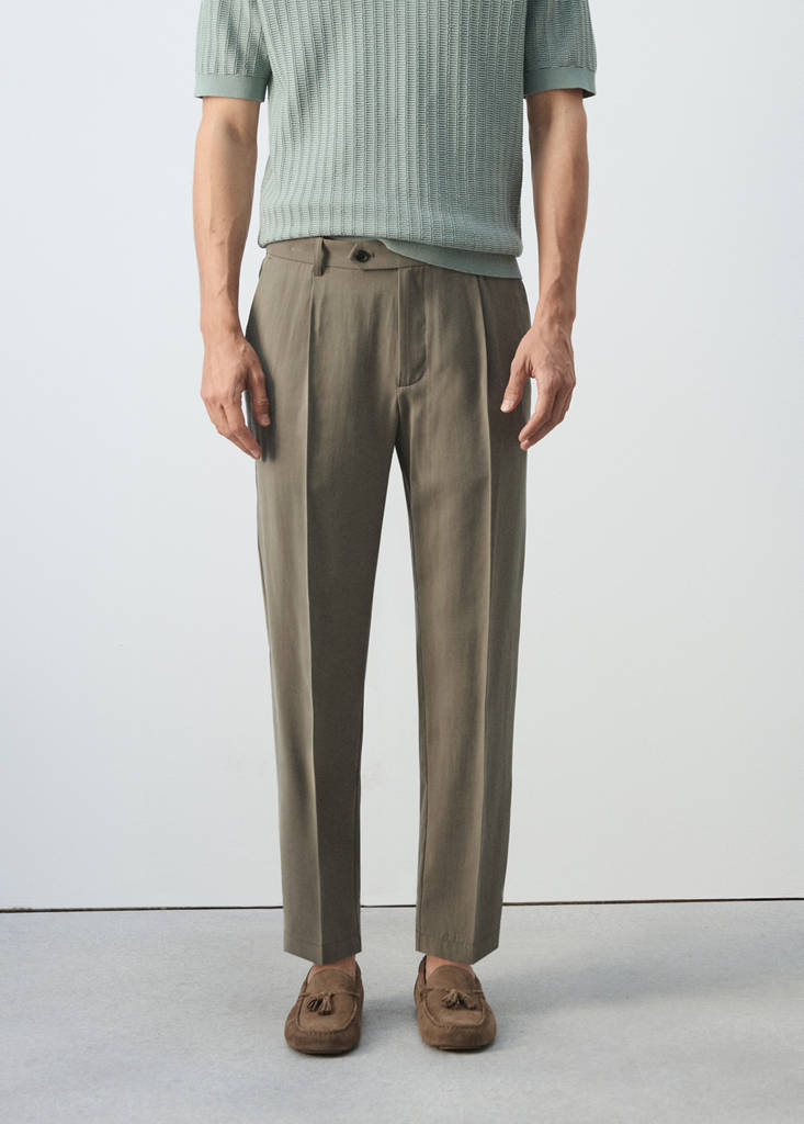 Regular-fit pleated trousers — Mink Grey
