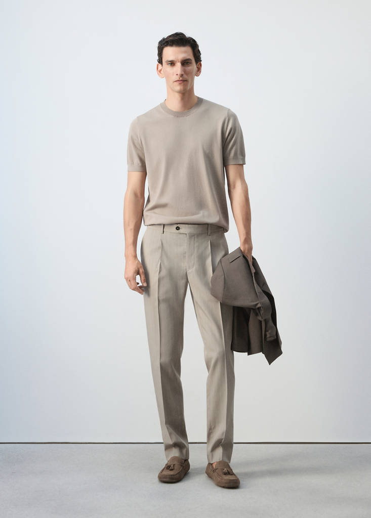 Slim-fit lyocell linen trousers — Medium Brown