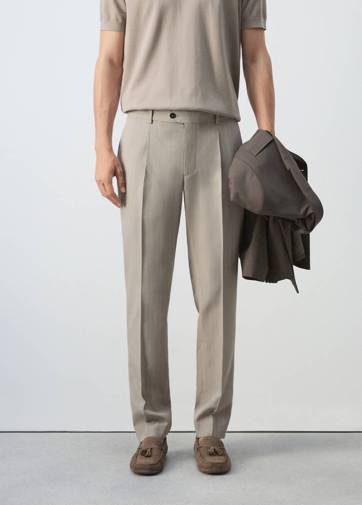 Slim-fit lyocell linen trousers — Medium Brown
