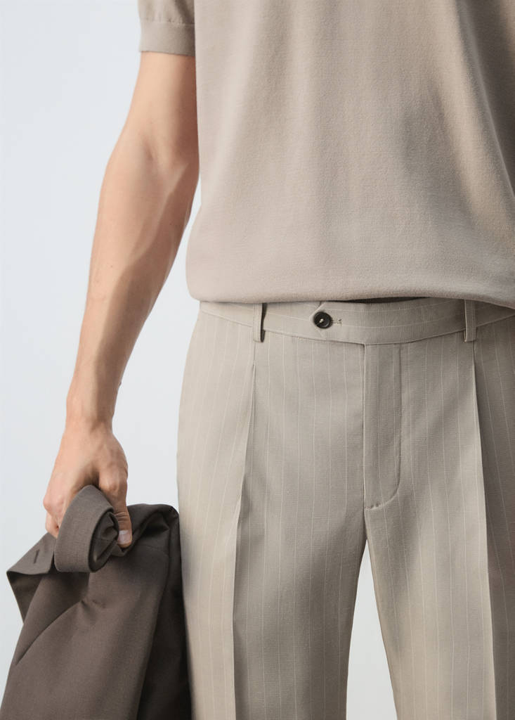 Slim-fit lyocell linen trousers — Medium Brown