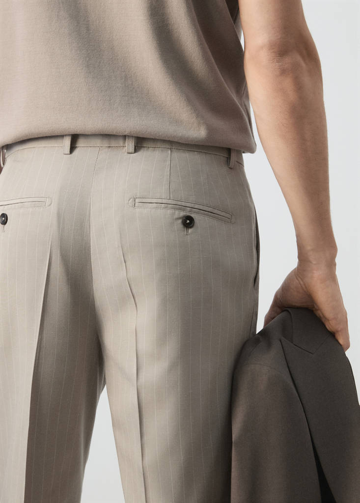 Slim-fit lyocell linen trousers — Medium Brown