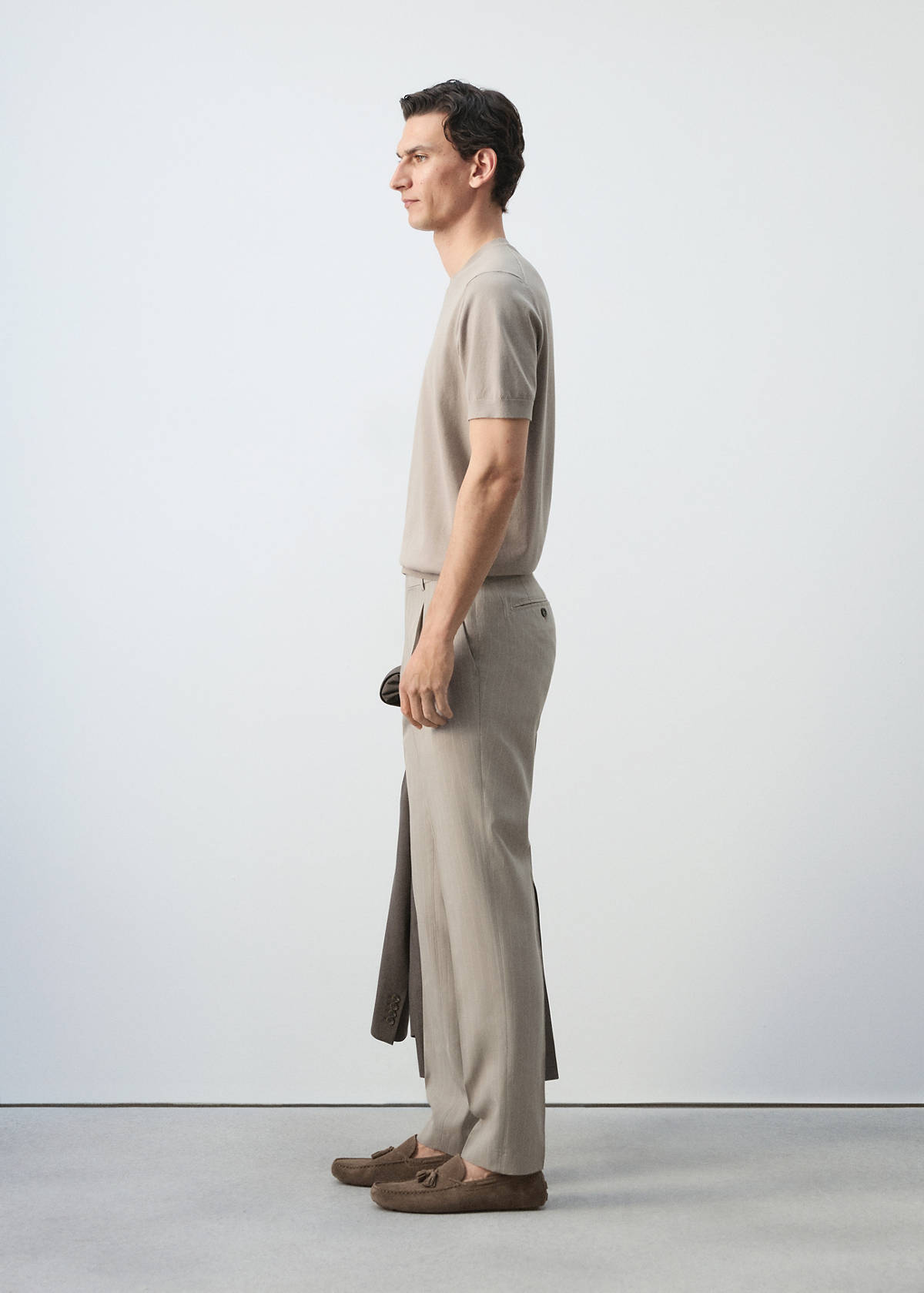 Slim-fit lyocell linen trousers — Medium Brown