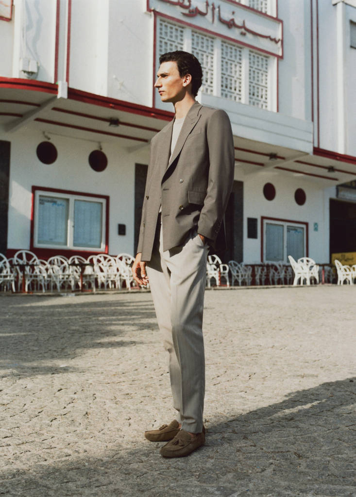 Slim-fit lyocell linen trousers — Medium Brown