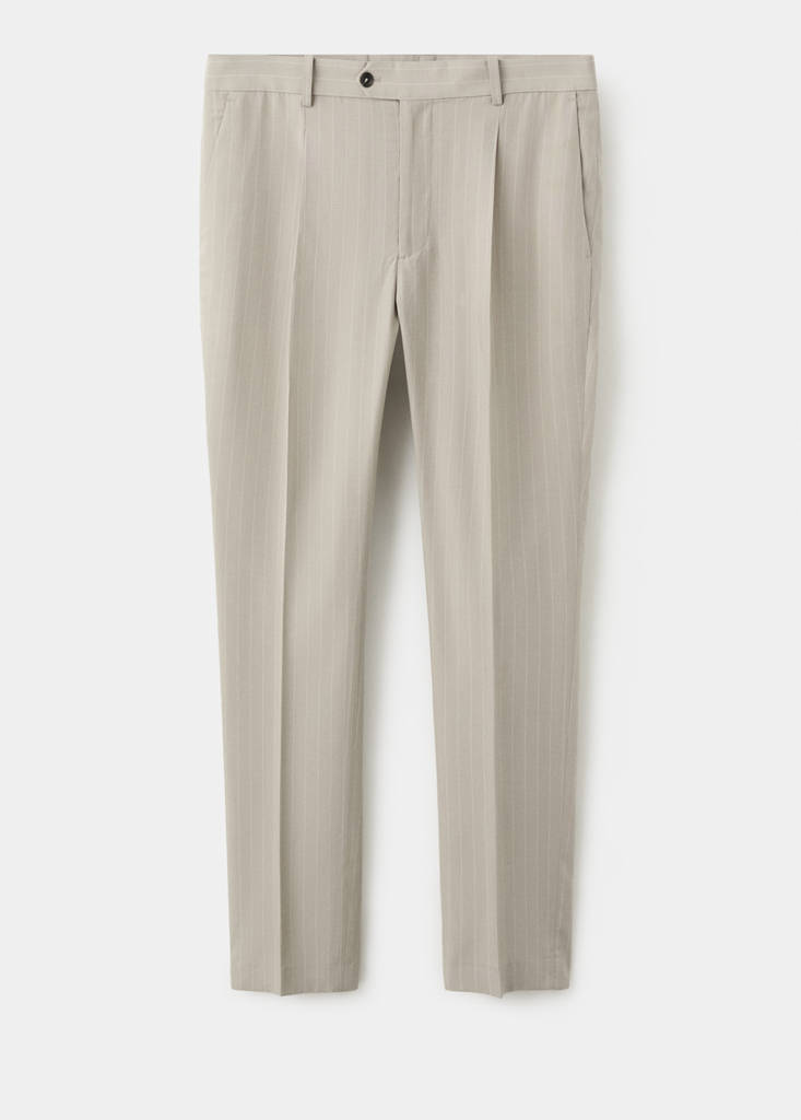 Slim-fit lyocell linen trousers — Medium Brown