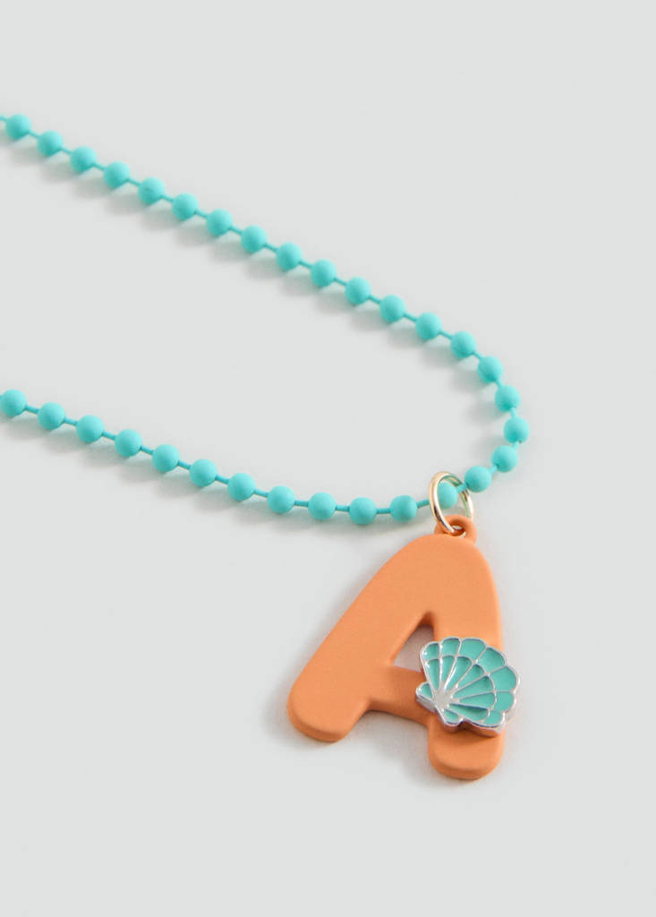 Letter Pendant Necklace — Orange