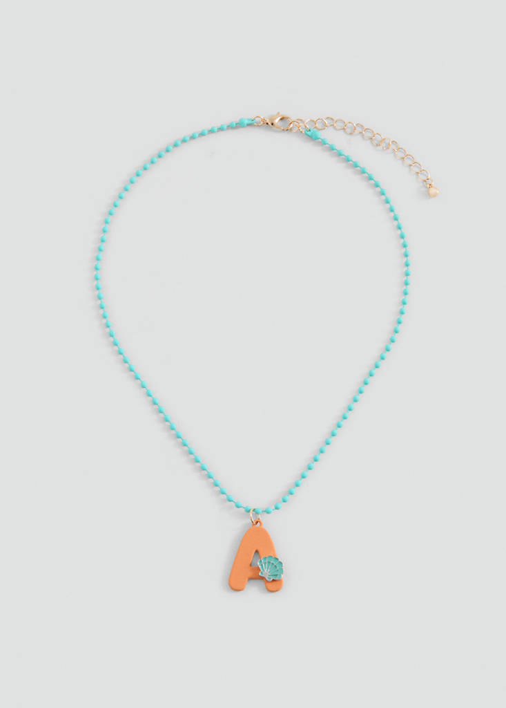 Letter Pendant Necklace — Orange