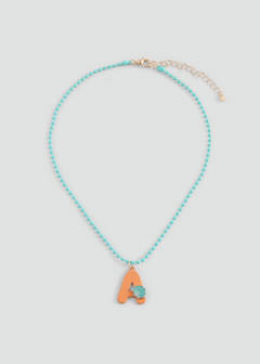 Letter Pendant Necklace — Orange 1
