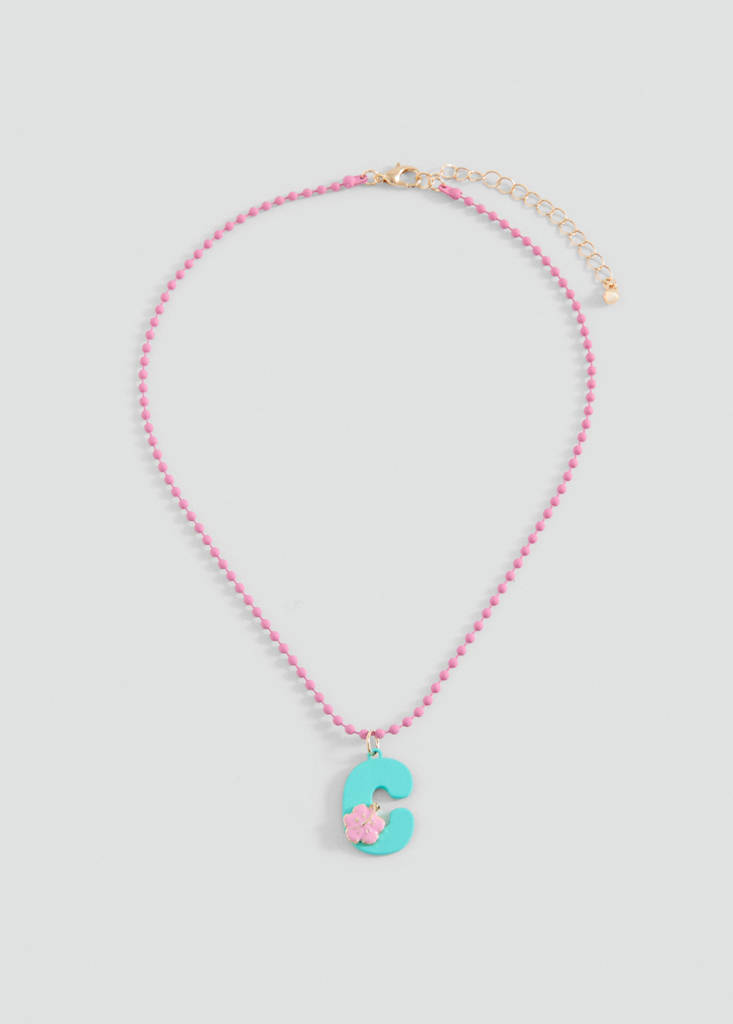 Letter Pendant Necklace — Aqua Green