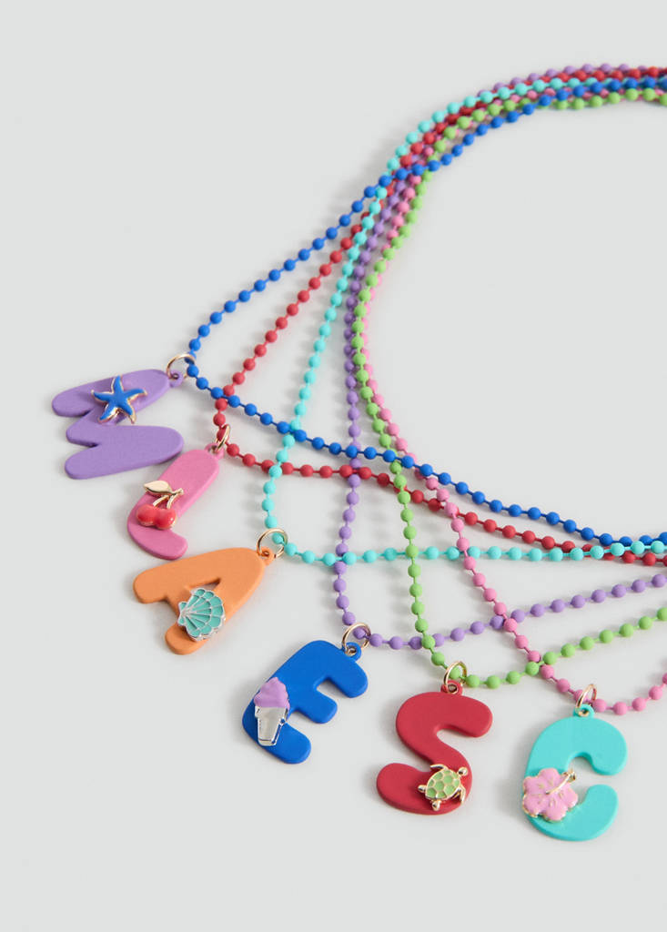 Letter Pendant Necklace — Blue
