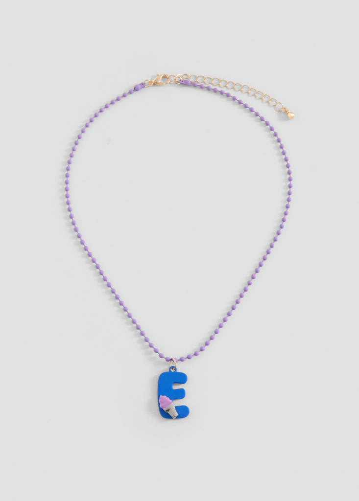 Letter Pendant Necklace — Blue