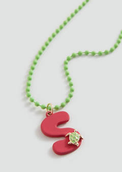 Letter Pendant Necklace — Red 2