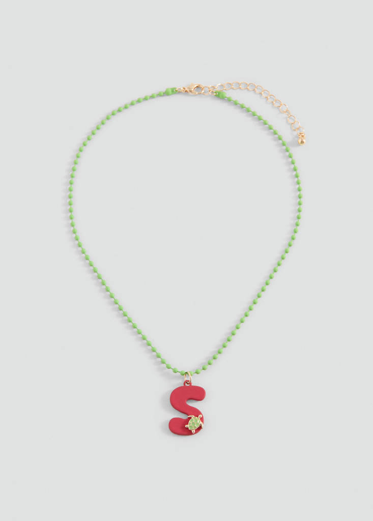 Letter Pendant Necklace — Red