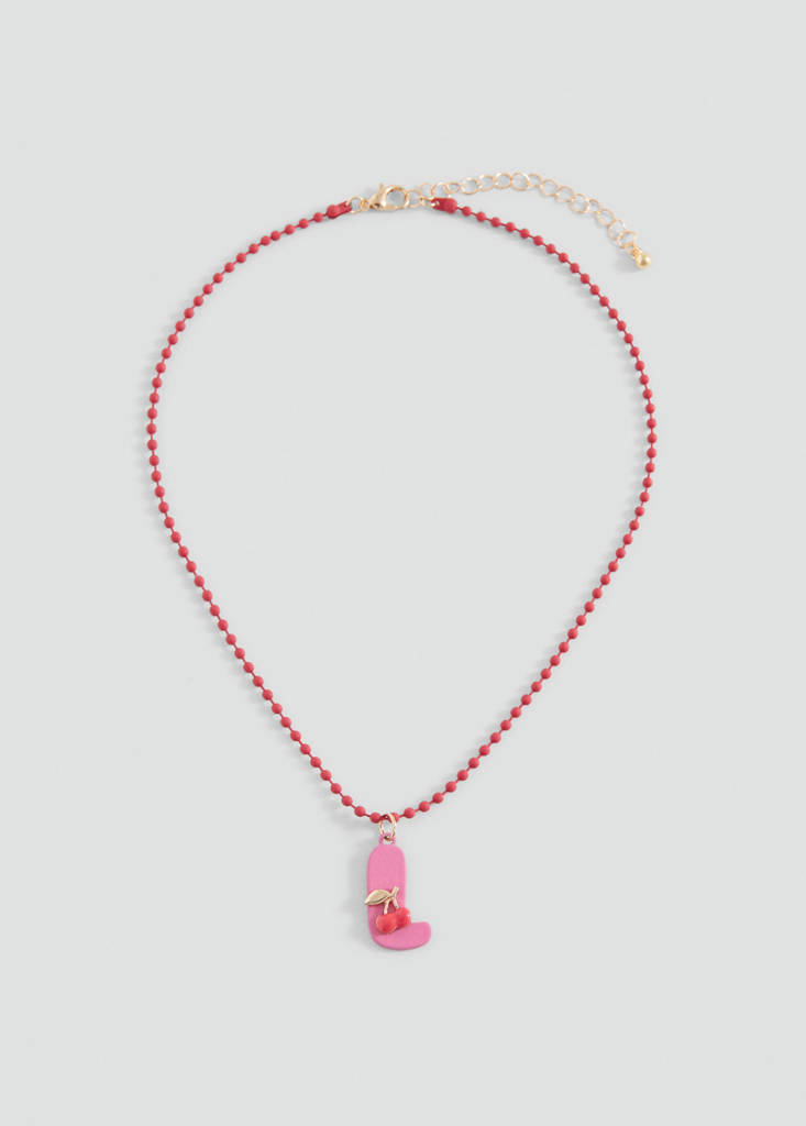 Letter Pendant Necklace — Pink