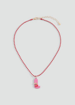 Letter Pendant Necklace — Pink 1