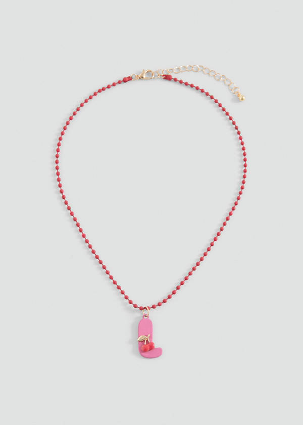 Letter Pendant Necklace — Pink