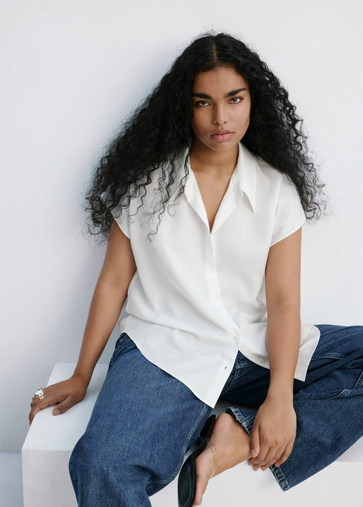 Short-sleeved lyocell shirt — Off White
