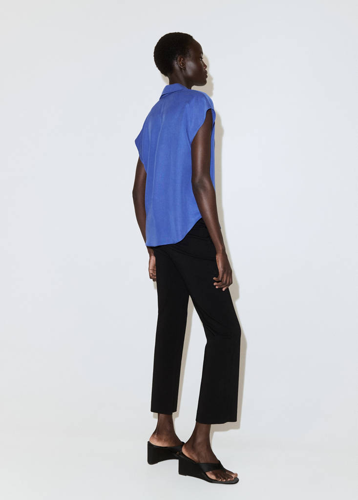 Short-sleeved lyocell shirt — Blue