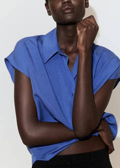 Short-sleeved lyocell shirt — Blue 4