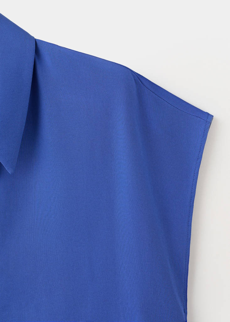 Short-sleeved lyocell shirt — Blue