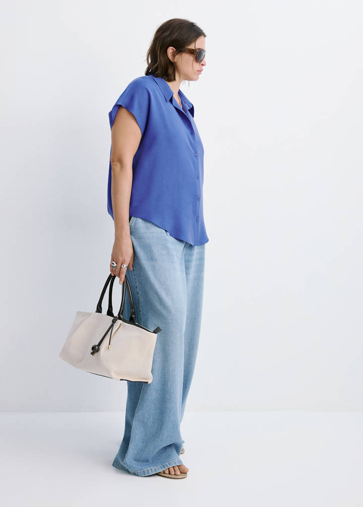 Short-sleeved lyocell shirt — Blue