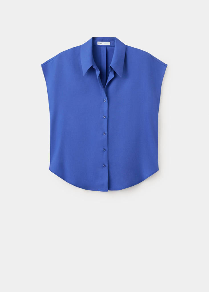 Short-sleeved lyocell shirt — Blue