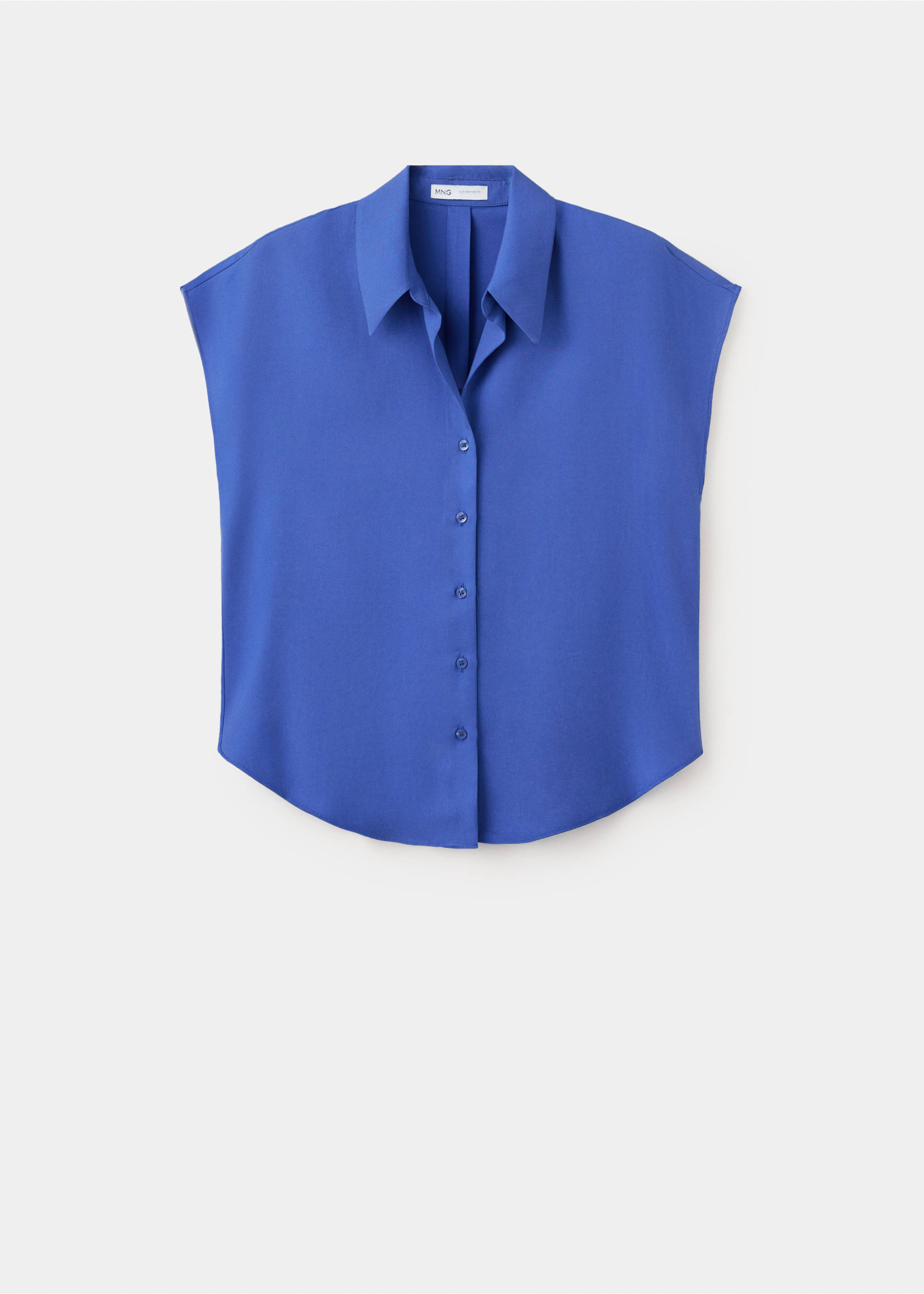 Short-sleeved lyocell shirt - Article without model, Blue. Ref: 37081337-00.