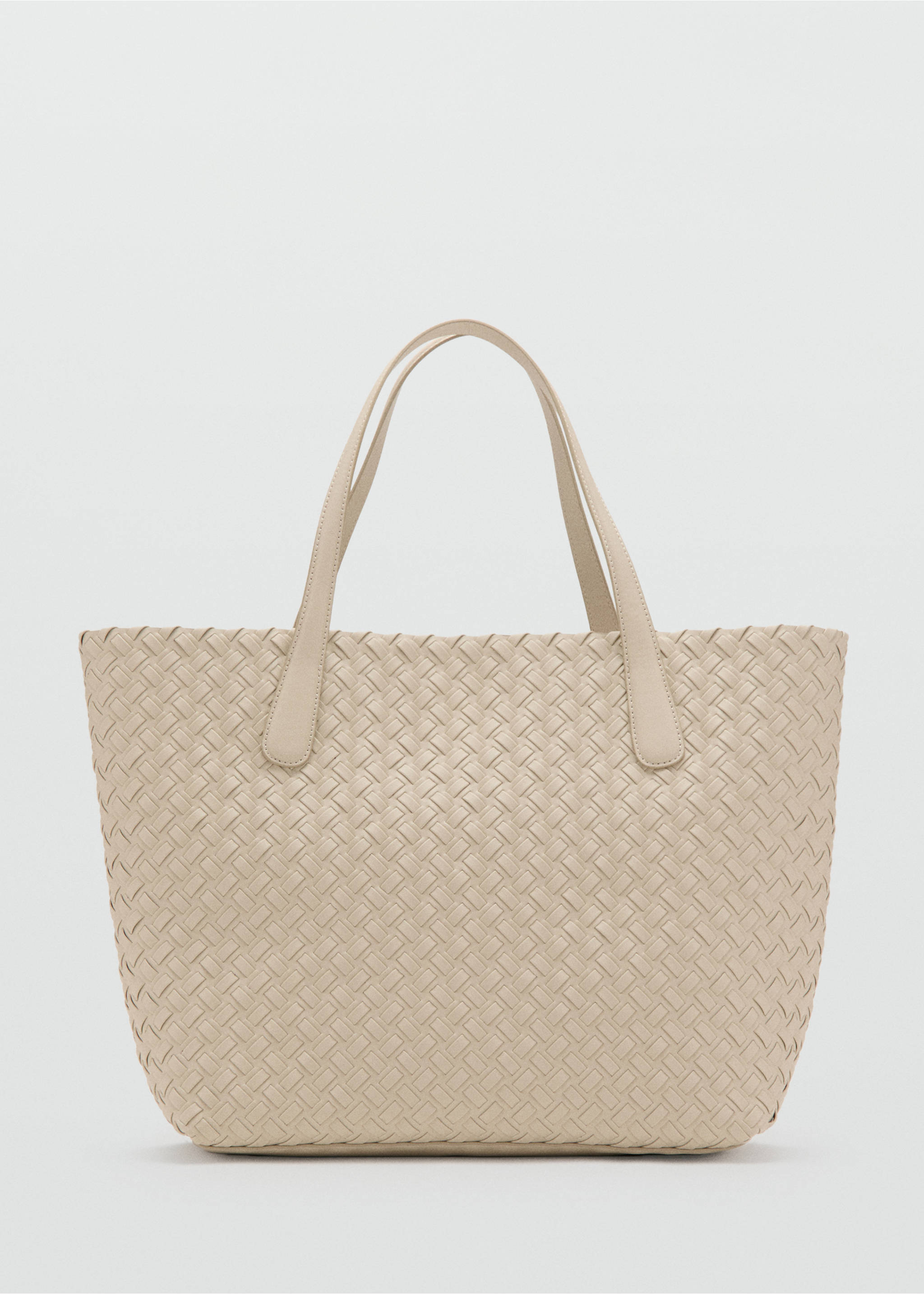 Плетеная сумка-тоут - Изделие без модели, Грязно-белый. Ref: 37081338-00.