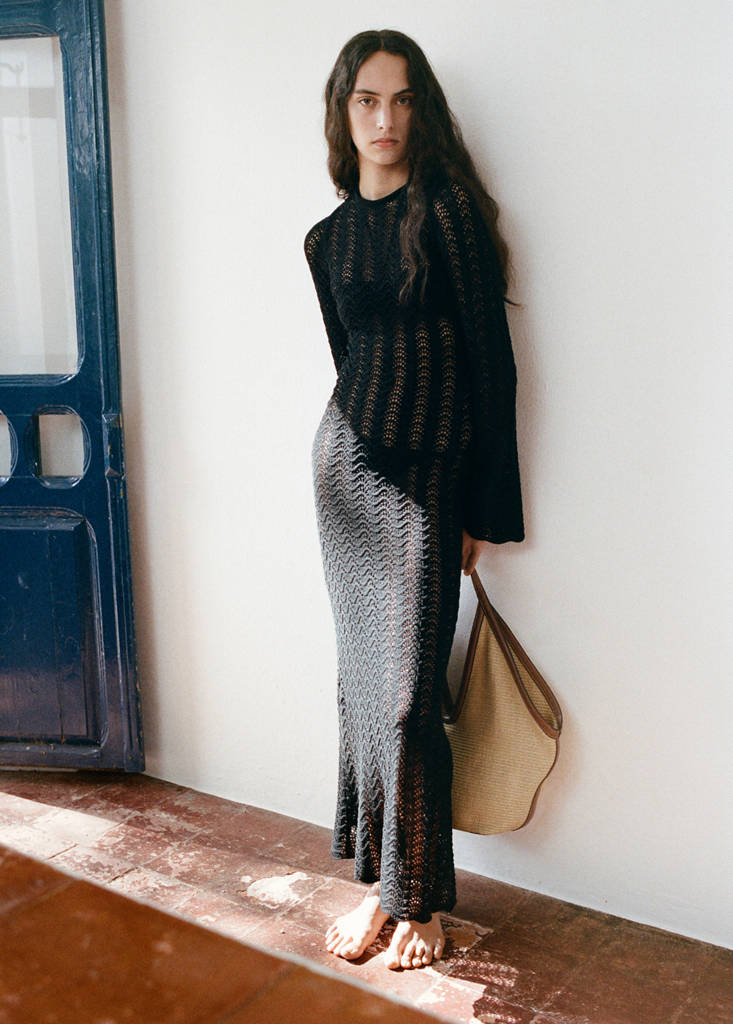 Natural fibre shopper bag — Leather