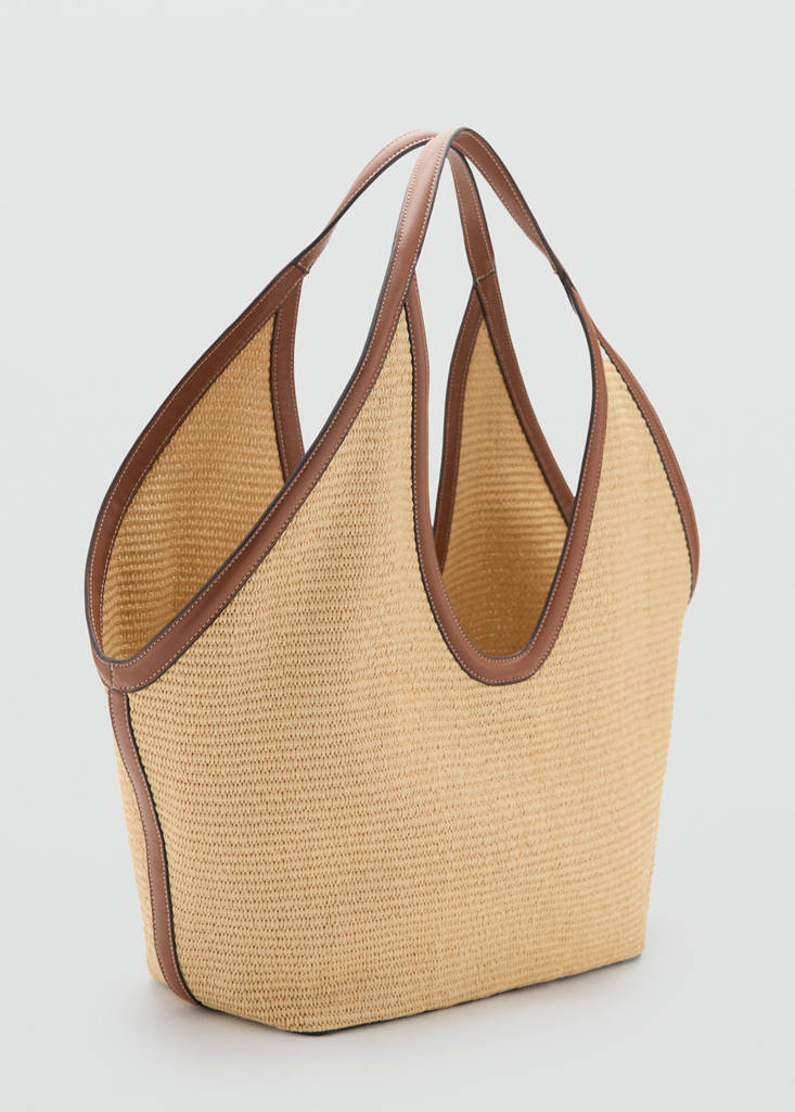 Natural fibre shopper bag — Leather