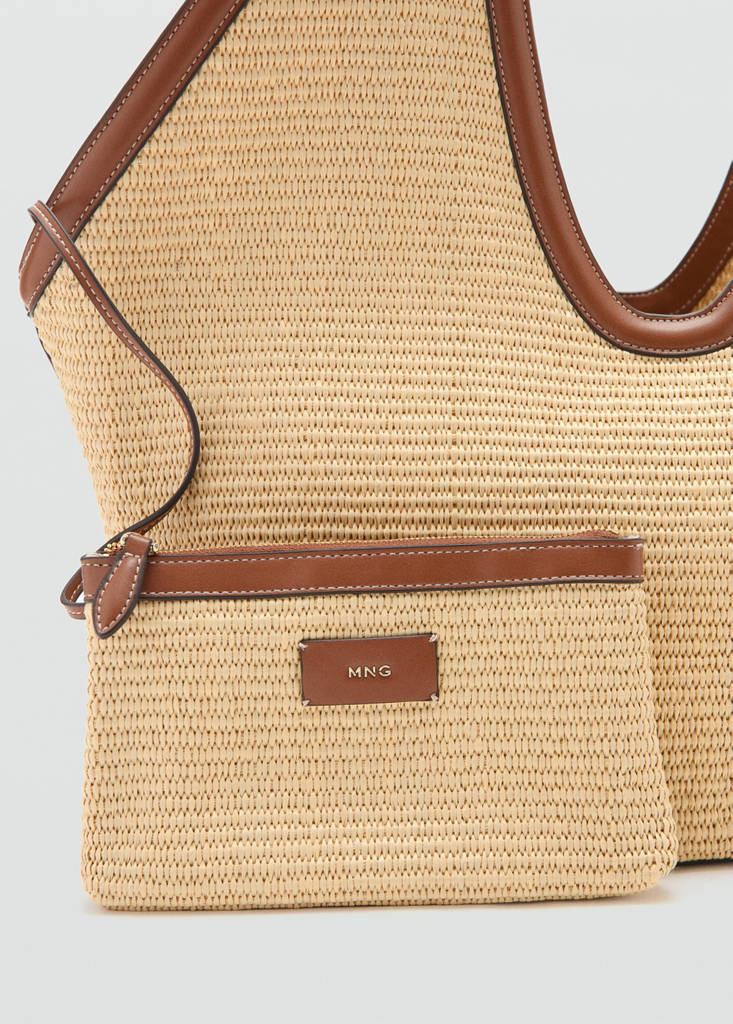 Natural fibre shopper bag — Leather
