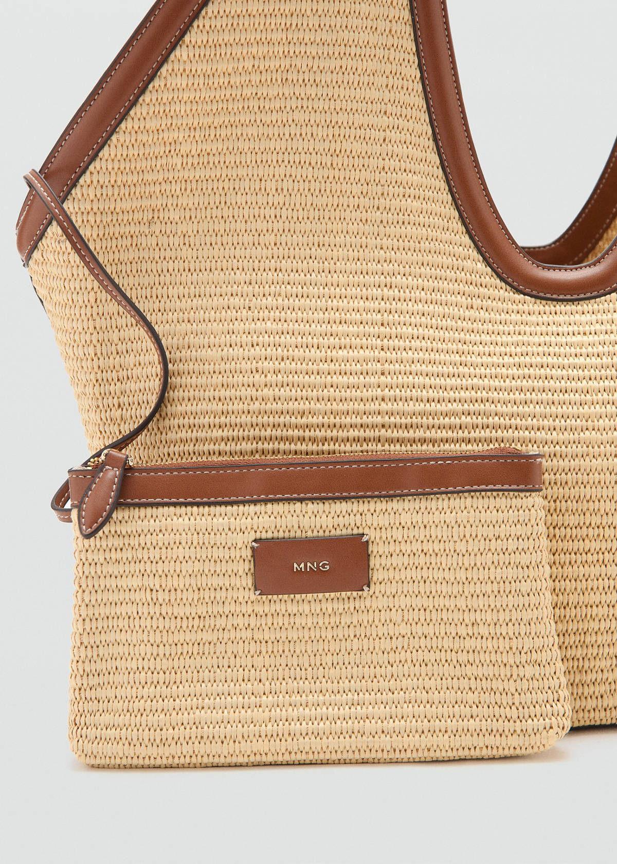 Natural fibre shopper bag — Leather