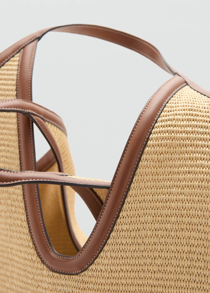 Natural fibre shopper bag — Leather