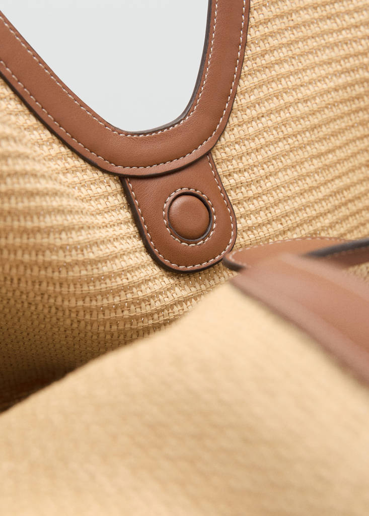 Natural fibre shopper bag — Leather
