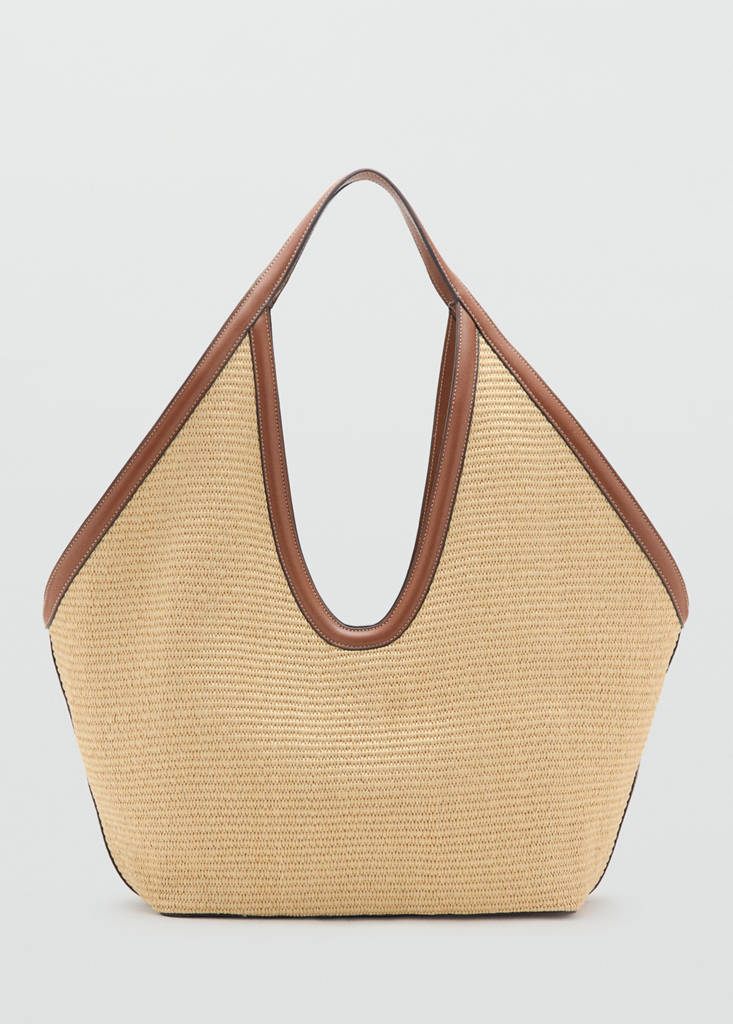 Natural fibre shopper bag — Leather