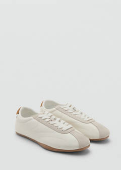 Contrasting panel leather sneakers — White 2