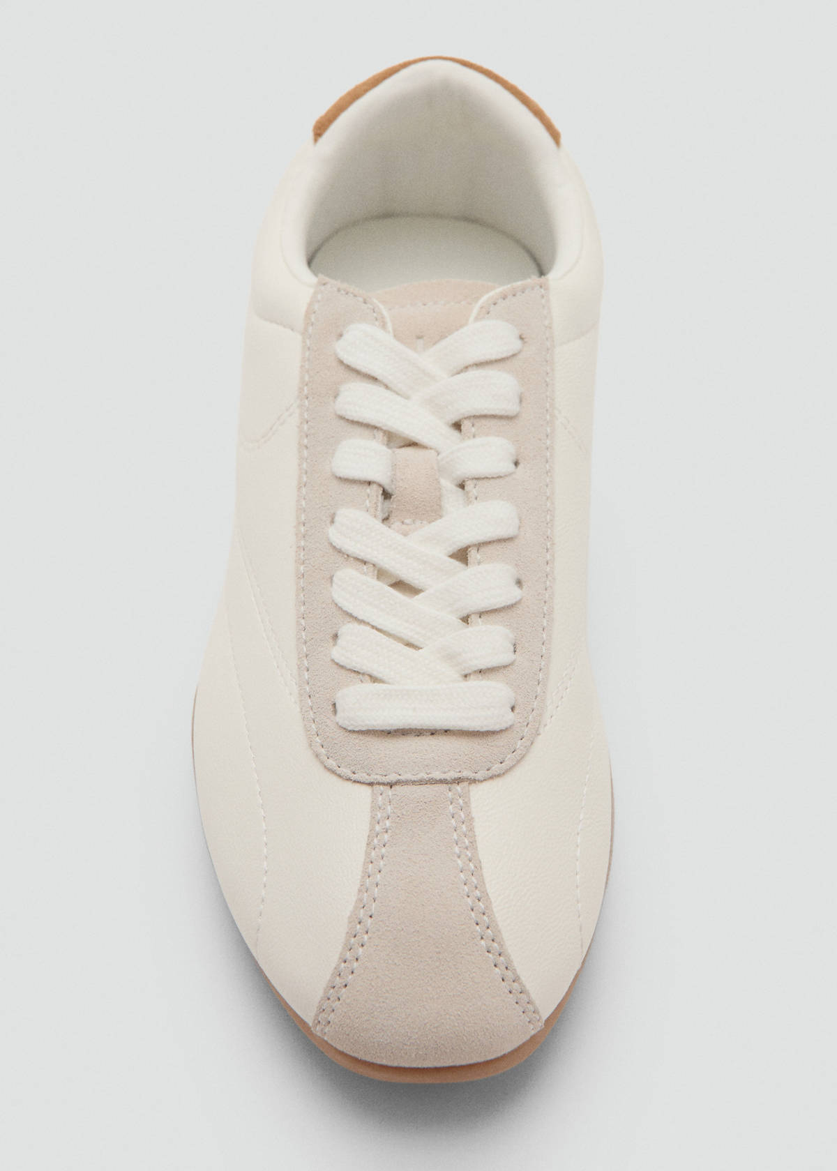 Contrasting panel leather sneakers — White