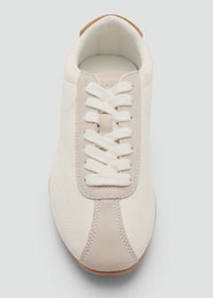Contrasting panel leather sneakers — White 4