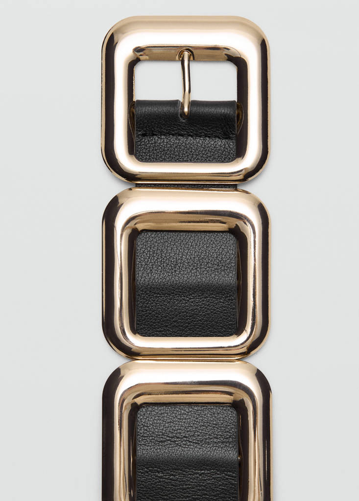 Leather belt with square design — Black