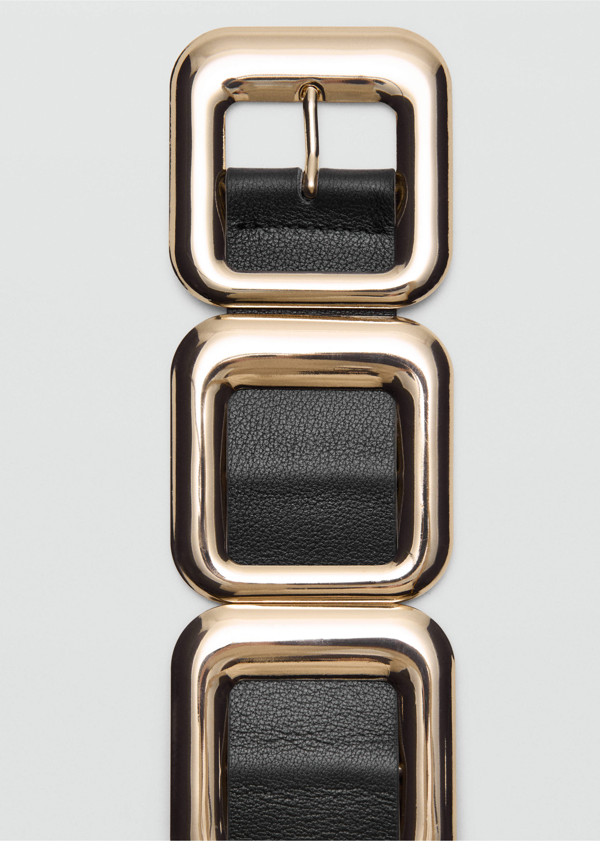 เข็มขัดหนังลายตาราง - รายละเอียดของสินค้า 1, สีดำ. Ref: 37081347-00.