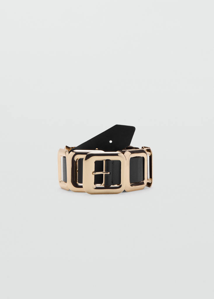 Leather belt with square design — Black