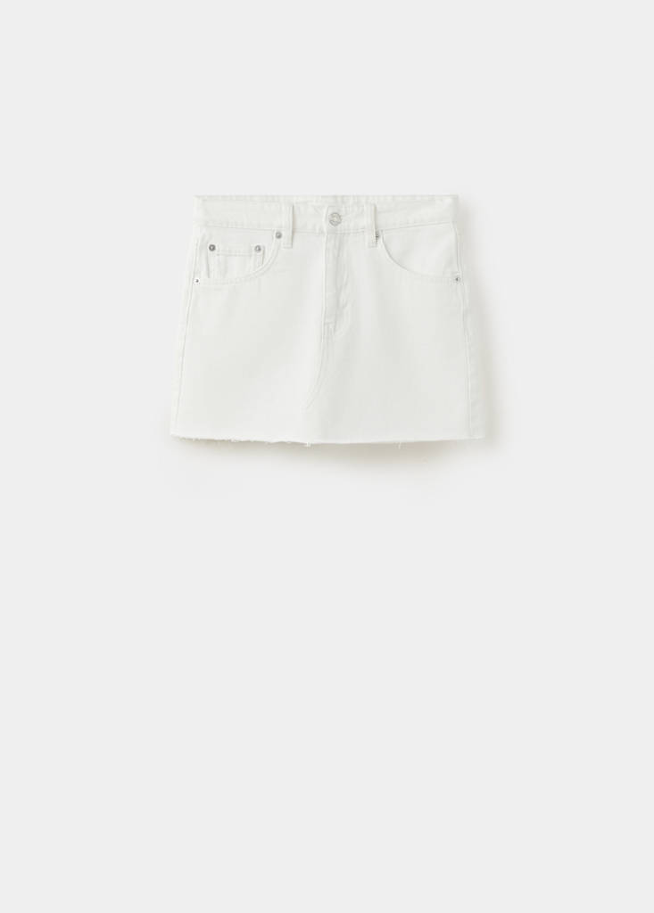 Mid-rise denim skirt — White