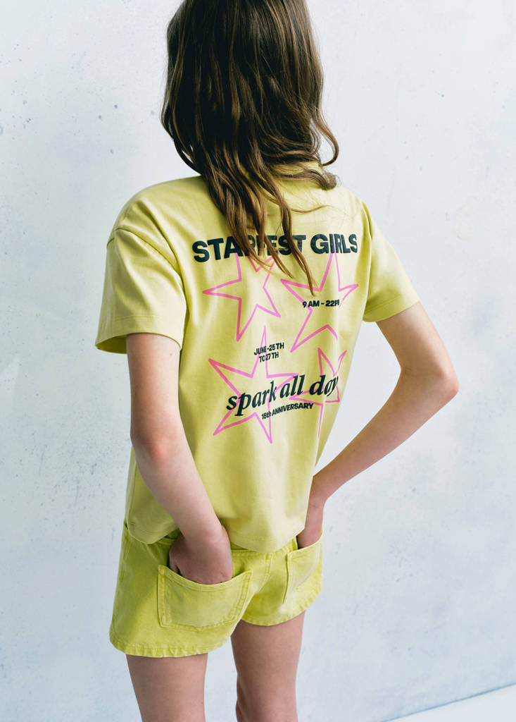 Straight-fit denim shorts — Lime