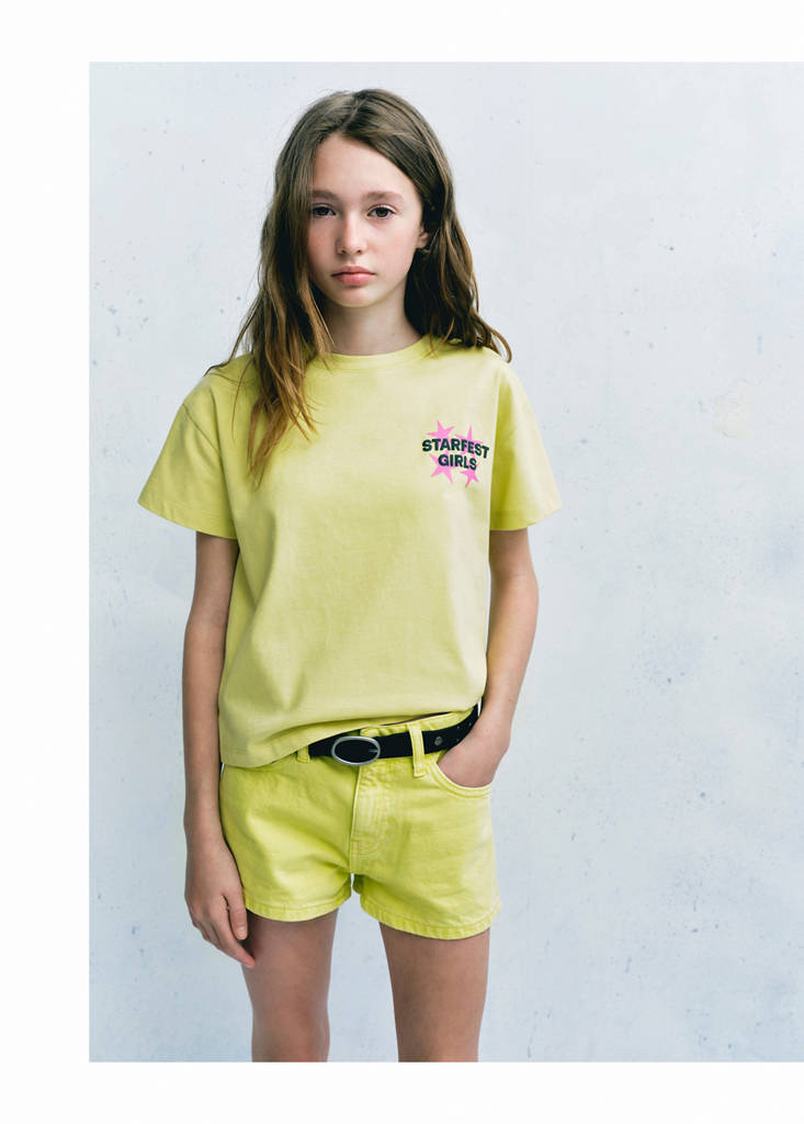 Straight-fit denim shorts — Lime